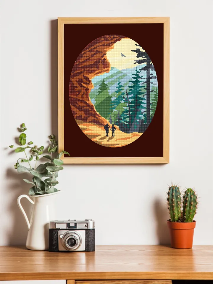 Great Smoky Mountains National park cross stitch pattern PDF Mountain landscape embroidery beginners Nature USA cross stitch chart #L27
