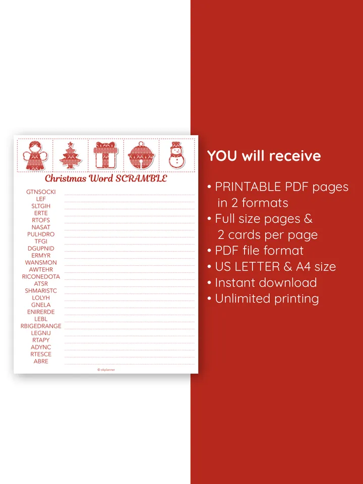 Christmas word scramble. Christmas word puzzles. Festive trivia game. Word scramble. Family Quiz game. Christmas activit
