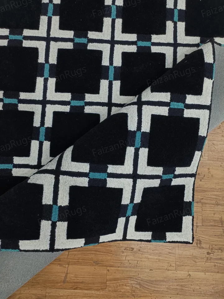 Buy 8x10 Evelina Kroon Hand Tufted Black Color Rug 100% Wool For Living Room, Bed Room, Kids Room In Any Size 10x14,10x12,9x12,8x10