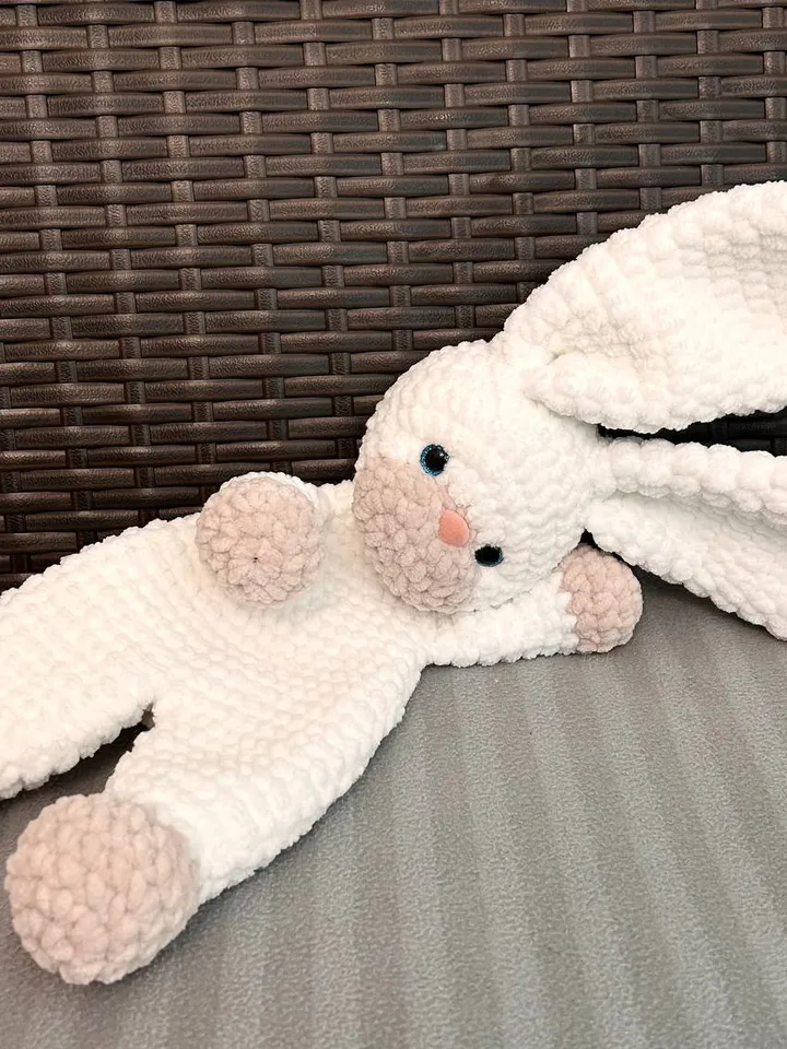 Bunny baby lovey Crochet bunny snuggler Handmade bunny plushie Cuddle toy for kids