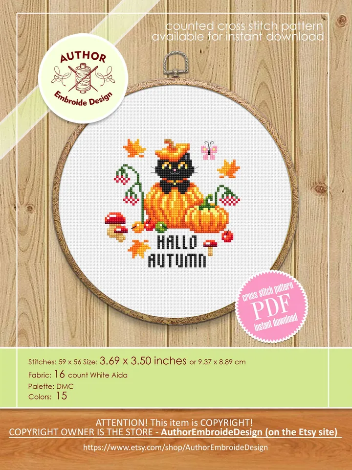 Set Black cat cross stitch pattern PDF download Cat holiday cards cross stitch chart, Small cat pattern digital PDF, Cat lover gift #K61