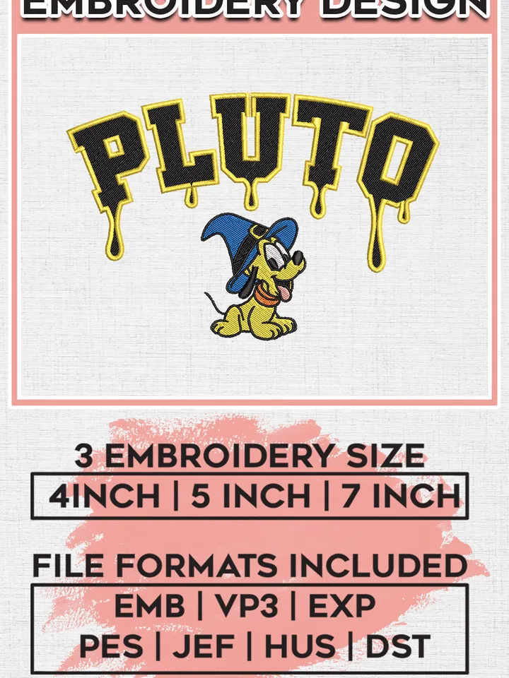 Baby Witch Pluto Halloween Drop Name Embroidery designs, Disney Movie Machine embroidery designs, Halloween embroidery files, Spooky Season Machine Embroidery Digitized Pes Files, Digital Download