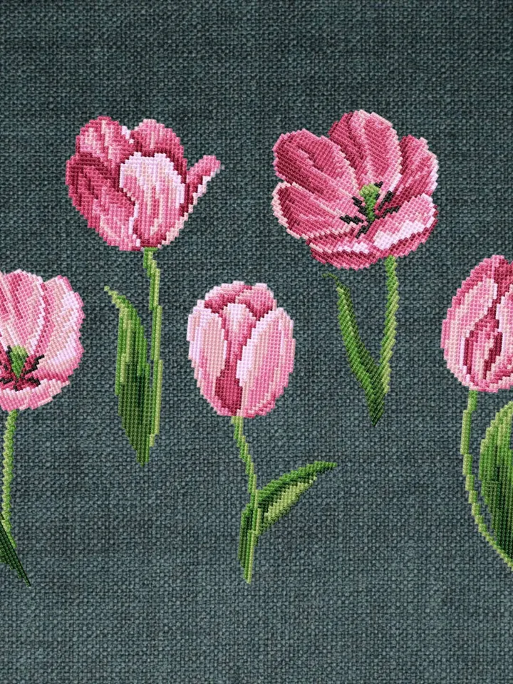 Tulips cross-stitch set patterns machine embroidery designs digital embroidery pattern clothing décor embroidery motif flower embroidery