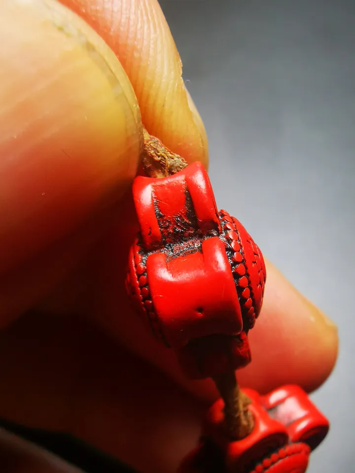 Gandhanra Handmade Antique Tibetan Amulet,Mini Flower Bead Pendant for Mala,Made of Cinnabar