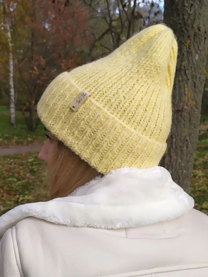 Winter yellow womens hat