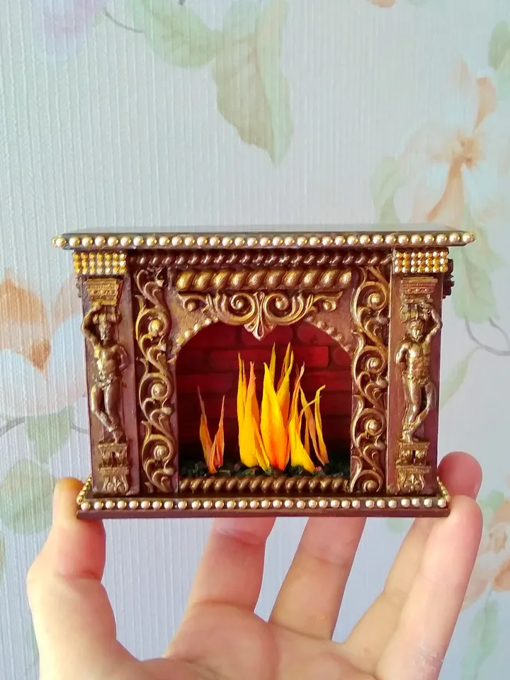 Fireplace for dollhouse handmade.1:12 scale.