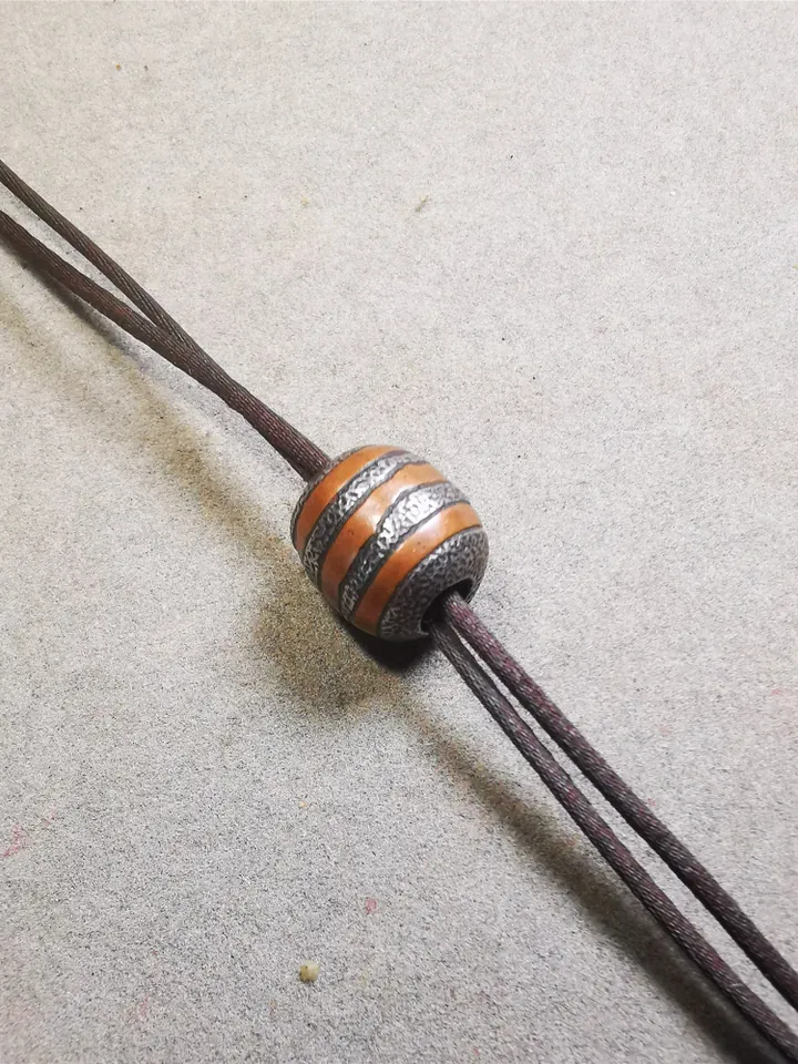 Gandhanra Handmade Tibetan Mala Spacer Beads,Cold Iron Stripe Dzi Marker Beads for Prayer Beads Necklace Accessories,0.43" × 0.5"