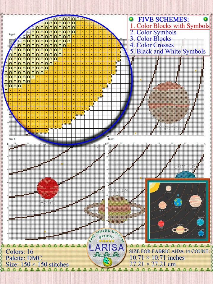 Cross Stitch Pattern of the Solar System | Planetary Chart