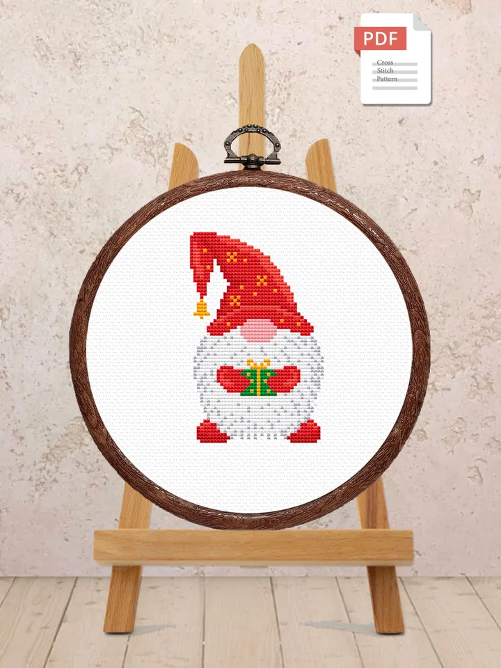Christmas Gnome Cross Stitch Pattern, Merry Christmas Cross Stitch Pattern, Christmas Decoration, Christmas Pattern #hld021