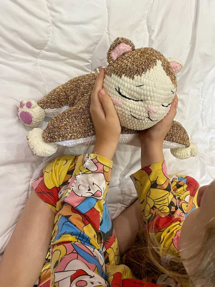 PDF Crochet Pillow Toy Pattern Marshmallow Kitty Amigurumi Plush Kitty Cute cat Amigurumi animal Crochet animal plush pattern Pillow pattern