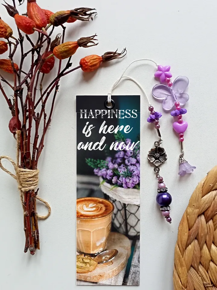Hand made double sided bookmark with charm\Personalized bookmark for travelers notebook\Gifts for Mum-Daughter-Sister\Gift for teacher
