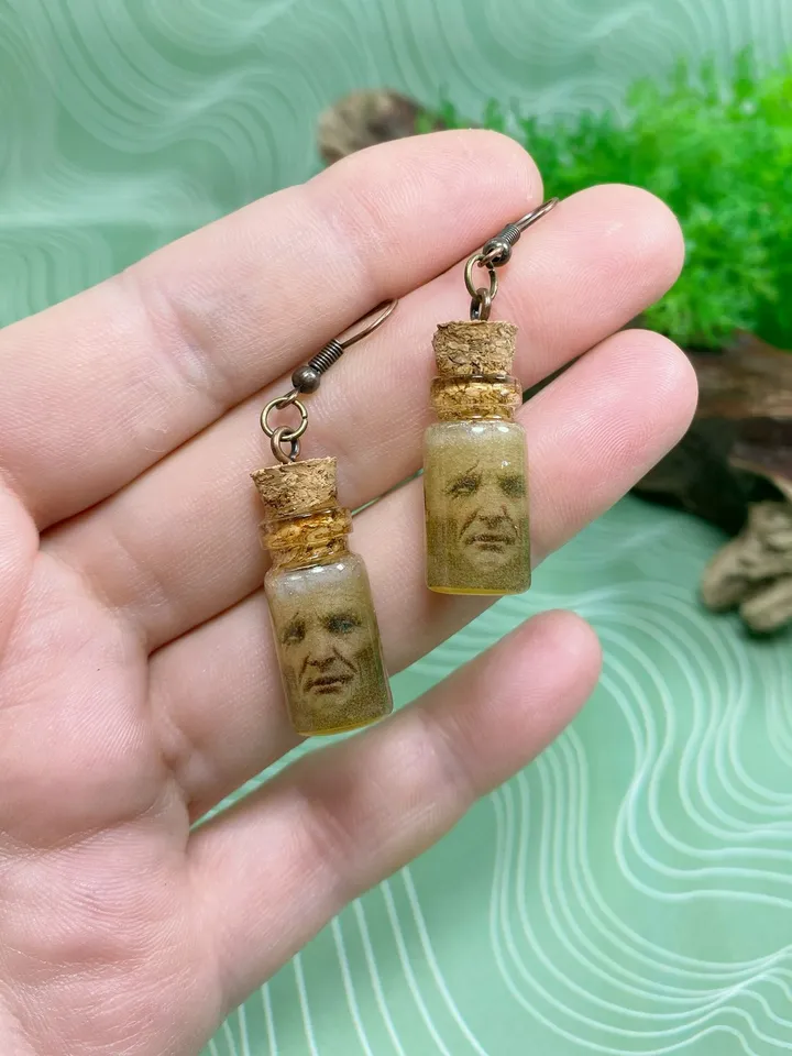 Creative handmade earrings. Interesting idea. Author's design. Earrings for Halloween.