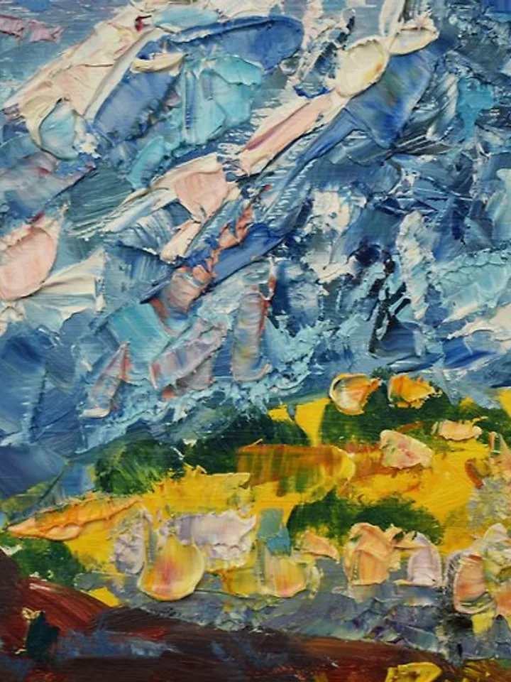 Mountains Painting Landscape Original Art America Artwork Oil Rockies Impasto hardboard