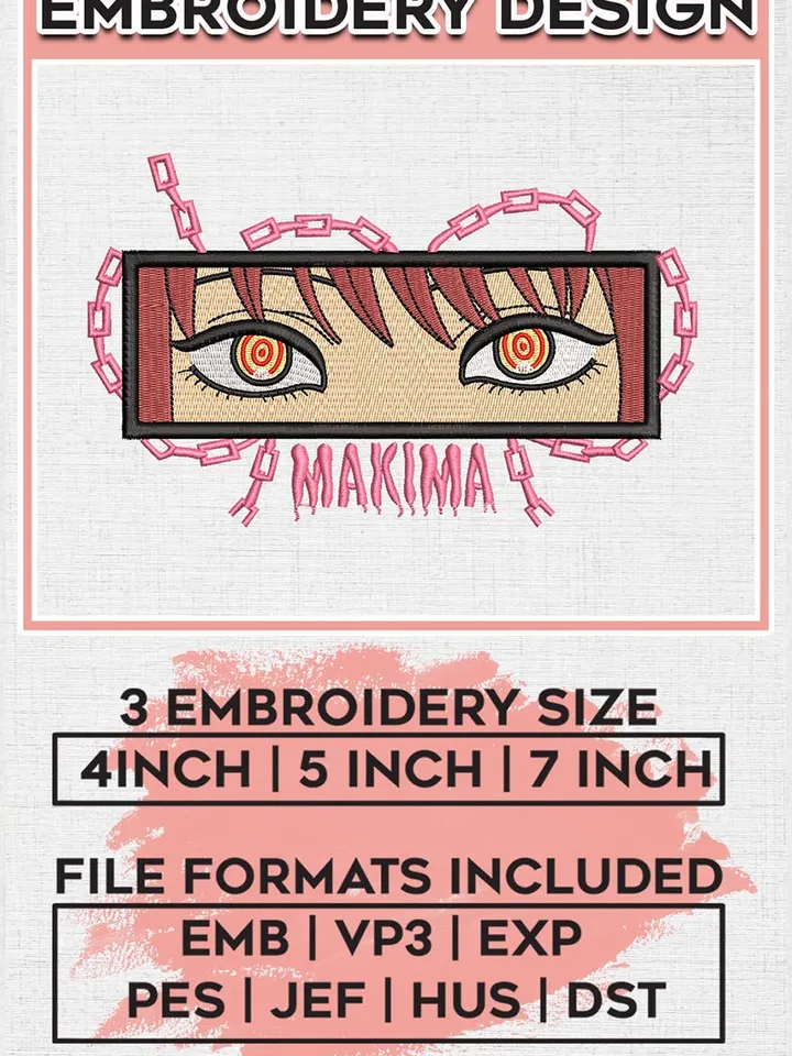 Makima Chainsaw Man Embroidery Files, Anime Character Embroidery Designs, Machine Embroidery Digital Download EMB_ANIME_208