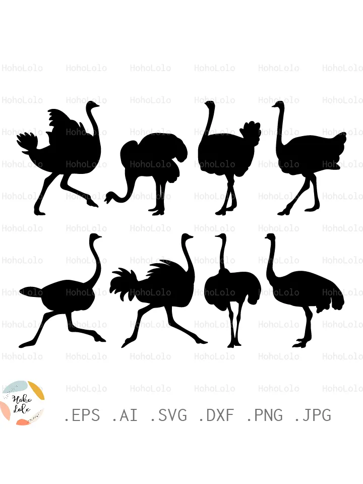 Ostrich Svg, Ostrich Silhouette, Ostrich Cricut, Ostrich Stencil, Ostrich Template Dxf, Ostrich Clipart Png
