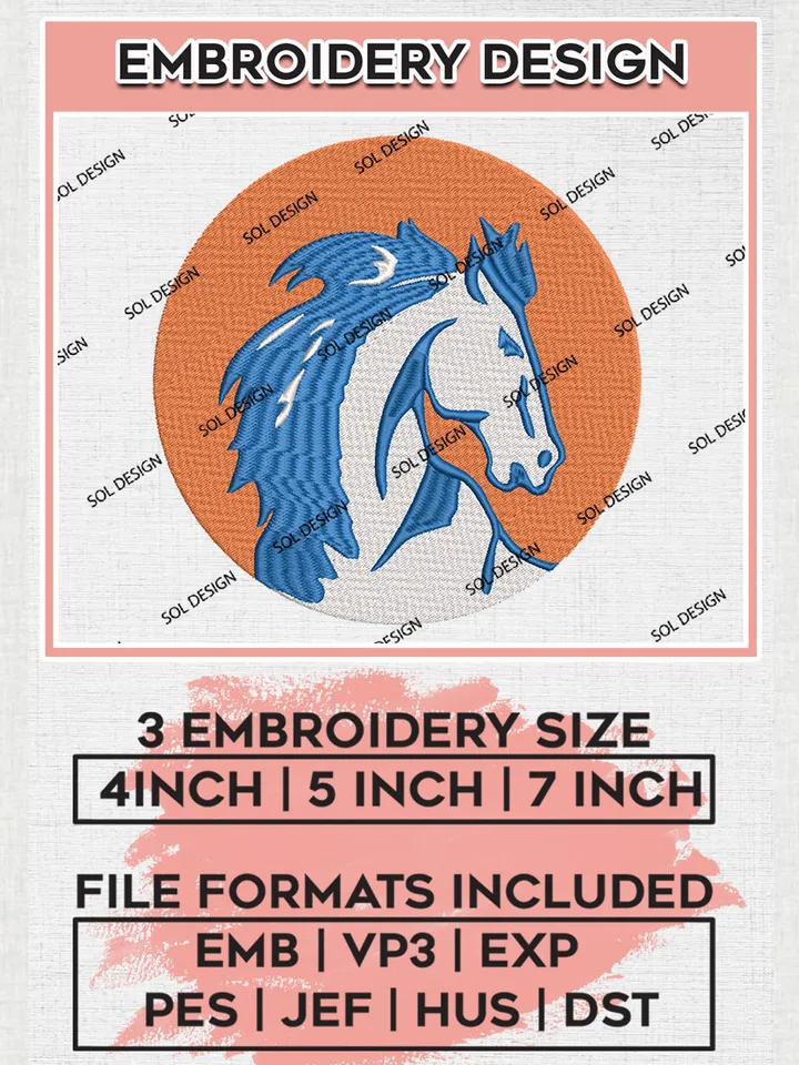 NCAA Boise State Broncos Team Mascot Logo embroidery designs, NCAA Boise State Broncos Logo Machine embroidery files, NCAA Team Logo embroidery designs, NCAA Game Day Machine embroidery designs, Digital Download
