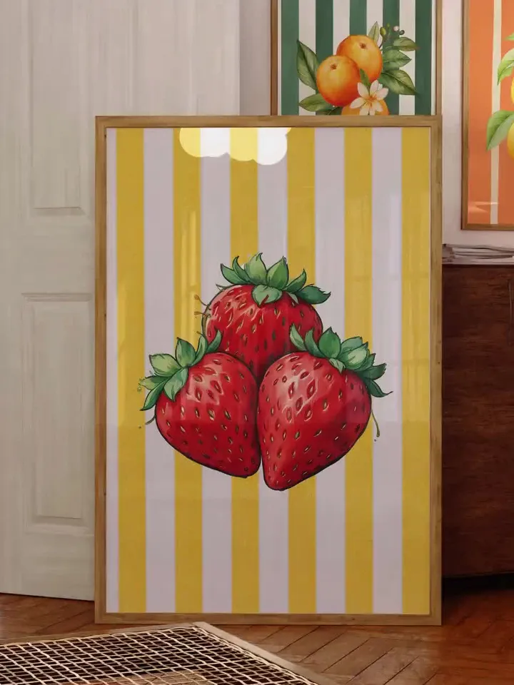 Vintage Strawberry Kitchen Print: Retro Farmhouse Wall Art (Digital Download JPG & PNG