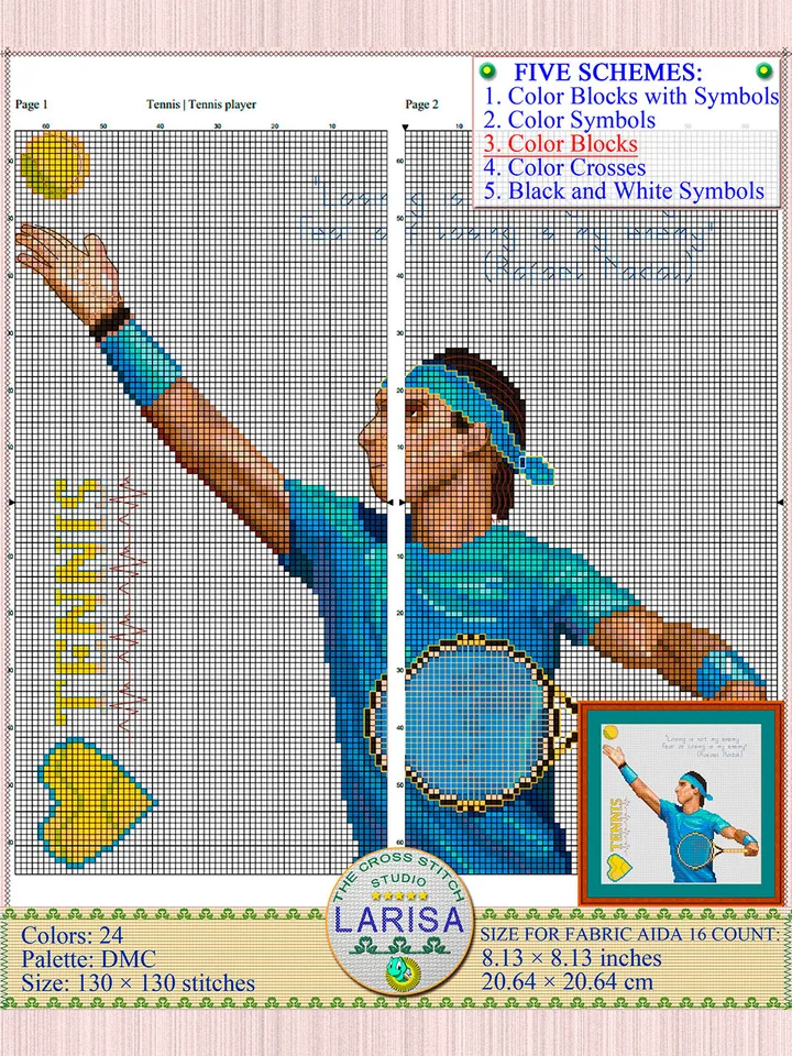 Tennis Cross Stitch Pattern | Tennis Player