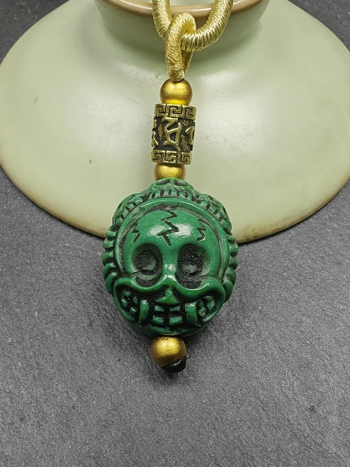 Optimized Turquoise Tibetan Citipai Skull Master Amulet, Gandhanra Hand Carved Tibetan Protective Charm,Spiritual Necklaces