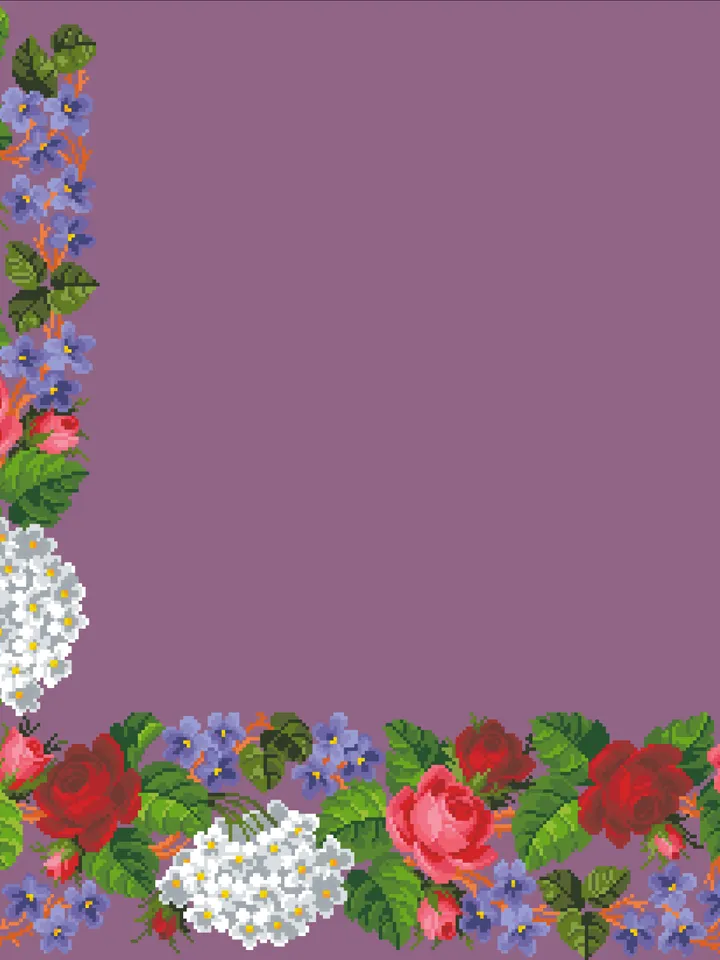Antique Cross Stitch Pattern Corner of Flowers Counted Digital Download PDF