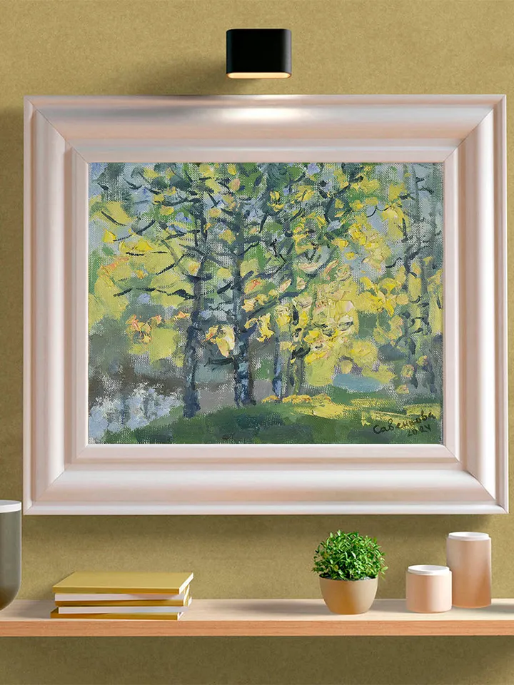 Pine Trees Painting Nature Impressionism Art Original Artwork