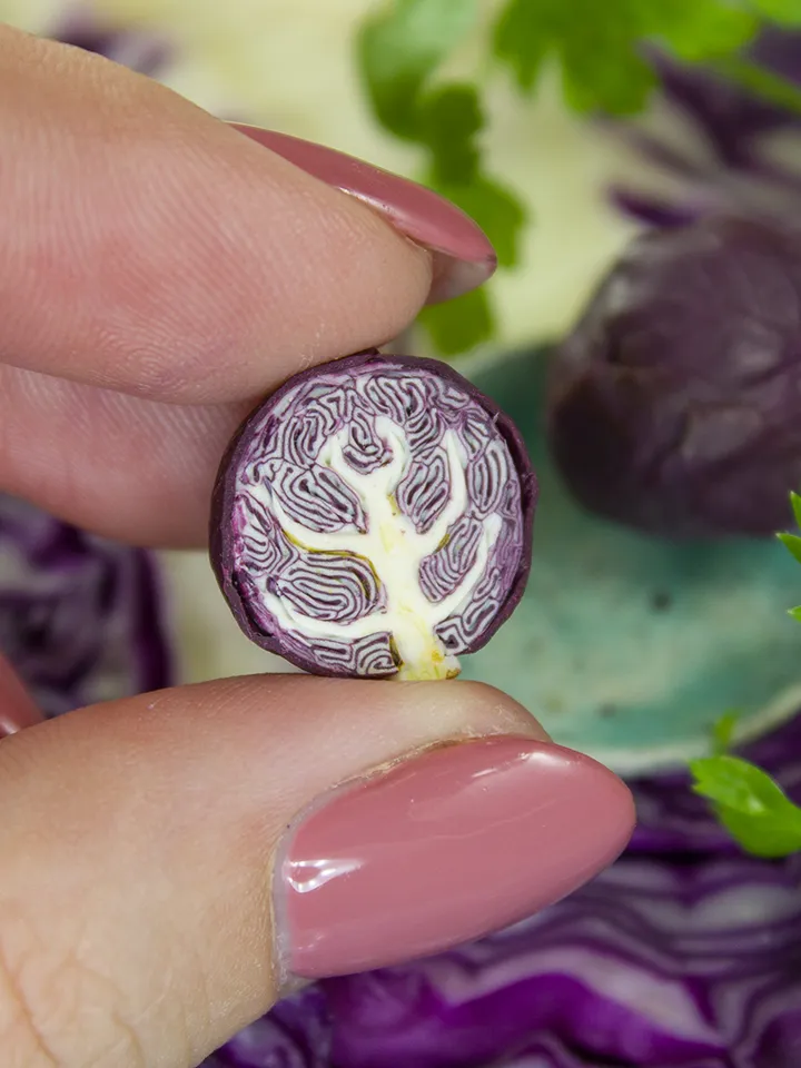 TUTORIAL Miniature red cabbage cane with polymer clay