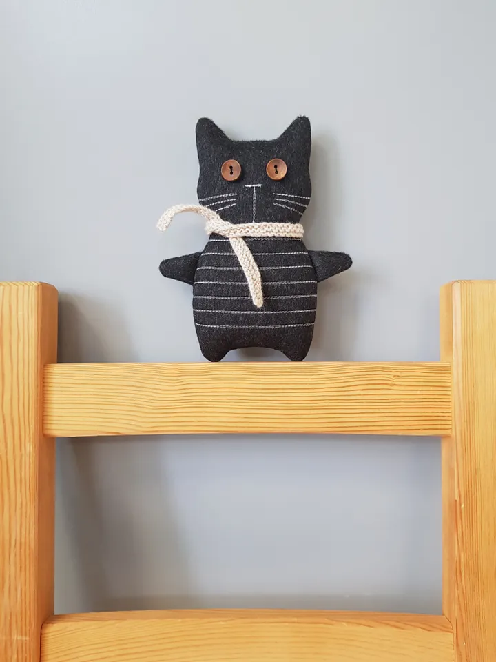 Black cat sewing pattern PDF, Halloween doll diy