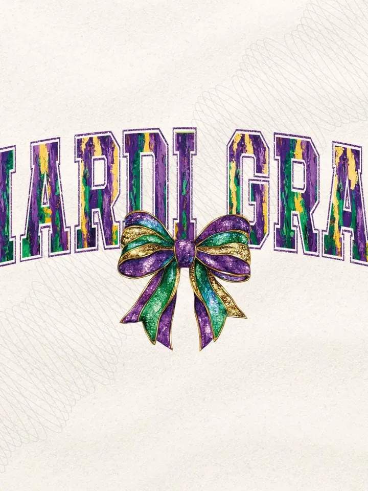 Mardi Gras Coquette PNG, Retro Mardi Gras Png, Fleur De Lis Png, Glitter, King Cake Png, Louisiana Crawfish Png, Coquette Bow Png Design