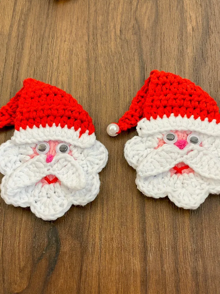 Santa Claus Applique Pattern, Christmas Crochet Tutorial for Ornament Decoration, Easy Holidays Gift Idea, Beginner Crochet