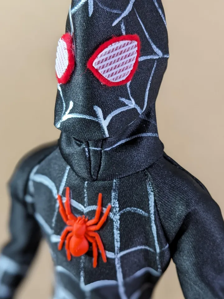 Black cosplay Spider bodysuit for 12-inch fashion male dolls