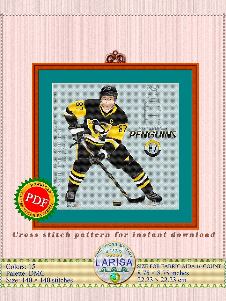 Hockey Player Cross Stitch Pattern | Center Forward