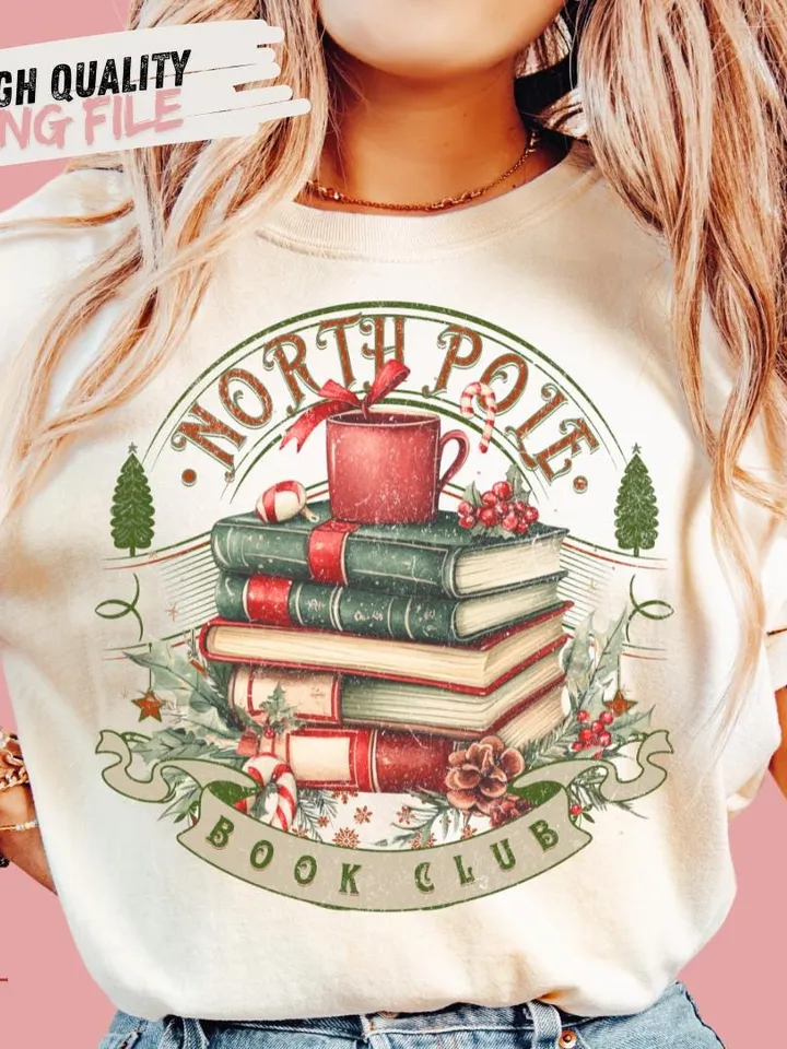 All Booked for Christmas Png, Christmas Books Png, Book Lovers Png, Christmas Teacher Png, Librarian Gift Png, North Pole Readers Png