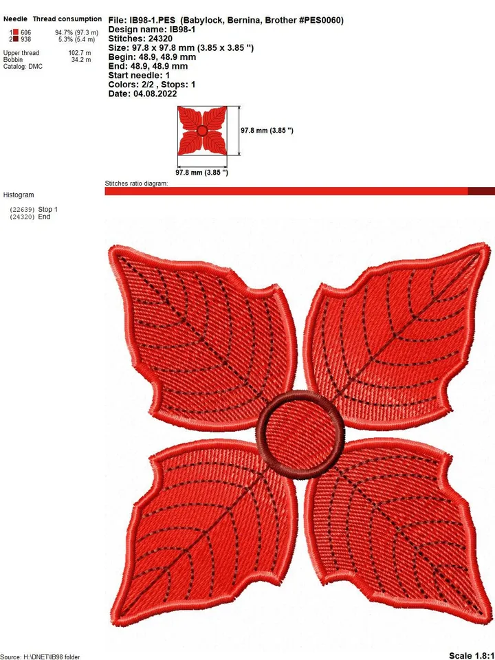 Free Standling Lace Poinsettia Flower machine embroidery design FSL Embroidery pattern flower motif 3D floral digital embroidery pattern