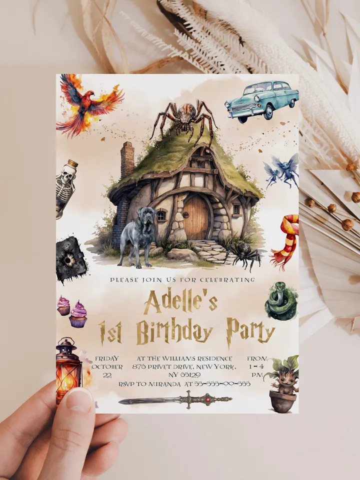 The Chosen One Invitation; Wizard Birthday Party; Magic School 1st Birthday Invitation Template; Editable Wizarding World Invitation;