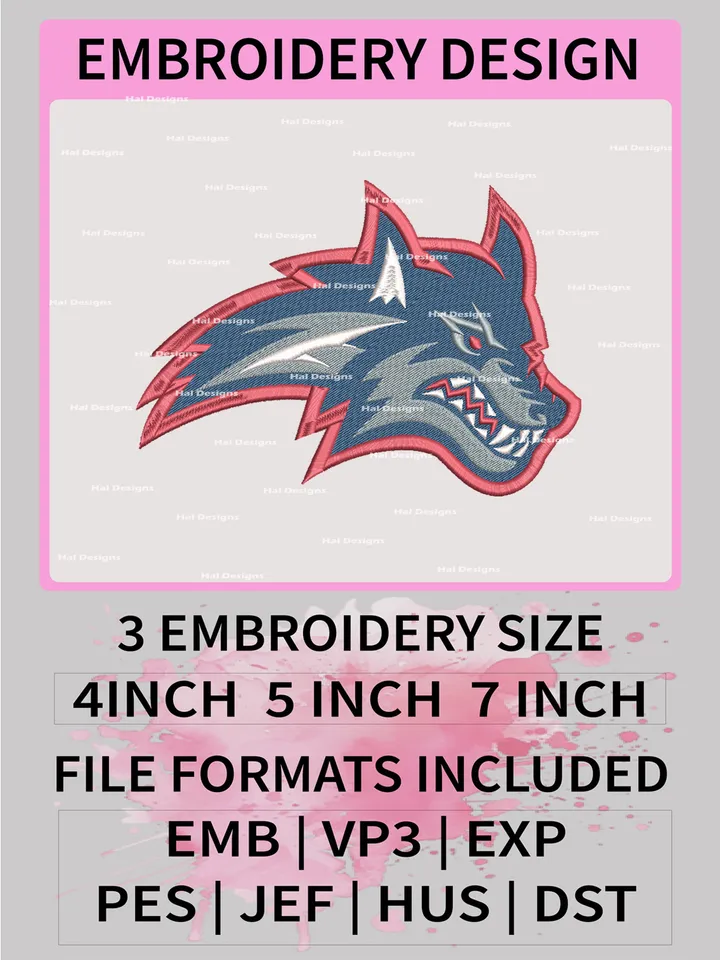 NCAA Stony Brook Seawolves Embroidery File, 3 Sizes, 6 Formats, NCAA Machine Embroidery Design, NCAA Logo, NCAA Teams