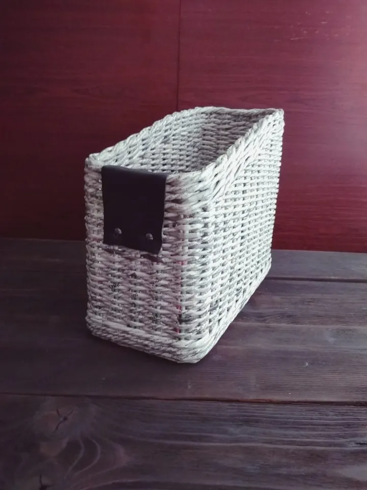 Desktop organizer for magazines Magazine basket Home office organizer Basket for Newspapers Mail storage Paper Storage