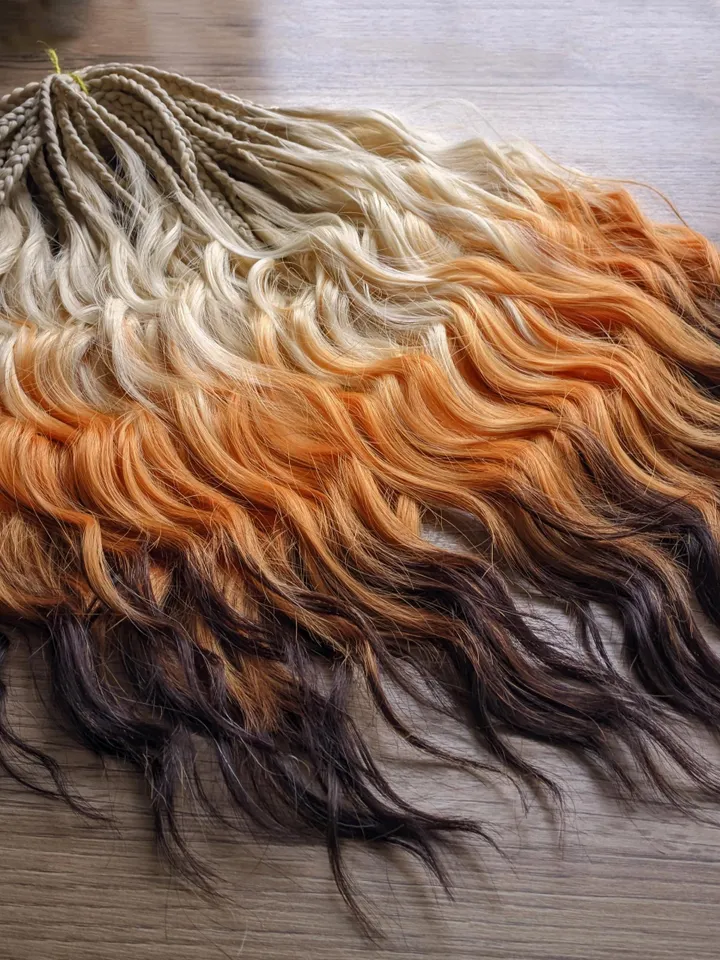 BRUSHABLE Curls Temporary Braids Waves extensions Blonde fox set yellow blonde orange brown braids Festival Boho hairstyle