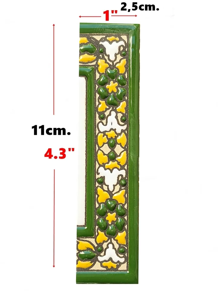 Ceramic letters and numbers 11cm (4.3") for the wall - Hand-glazed in Spain - "VERDE-FLORES" models - Ceramic letters number -