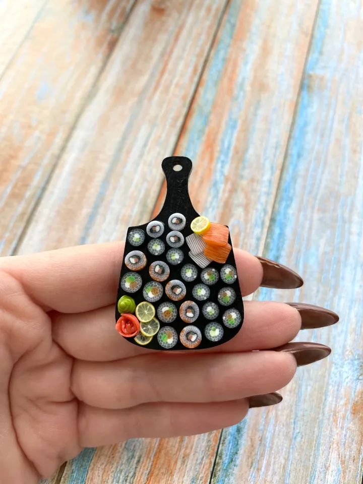 Magnet Miniature Sushi Board with Polymer clay Souvenir