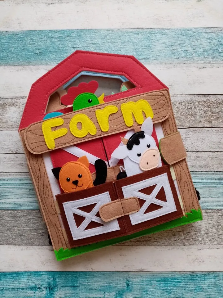 Farm Quiet book pattern for toddler, Felt book pattern pdf, Busy book ideas for kids 2, 3, 4 year old
