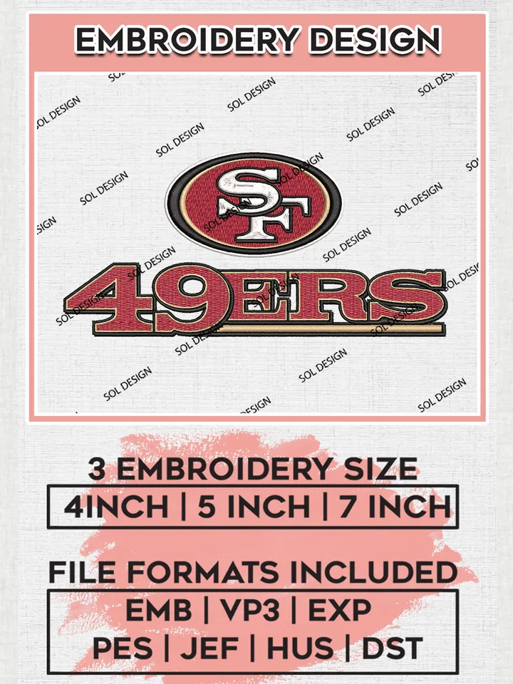 San Francisco 49ers Embroidery Designs, NFL 49ers Embroidery Designs, NFL Embroidery Designs, NFL San Francisco 49ers Machine Embroidery Design, Digital Download