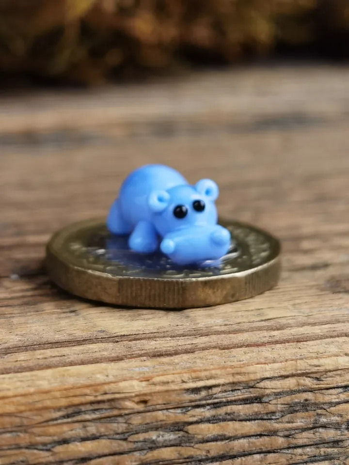 Hippo figurine Hippo art Hippo gifts Hippo ornament Hippo statue Hippopotamus Hippo for Christmas Miniature animals Tiny glass animals