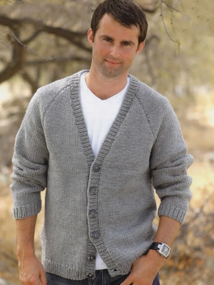 Knitting cardigan mens , easy knit cardigan , knitting pattern mens pdf mens chunky jacket