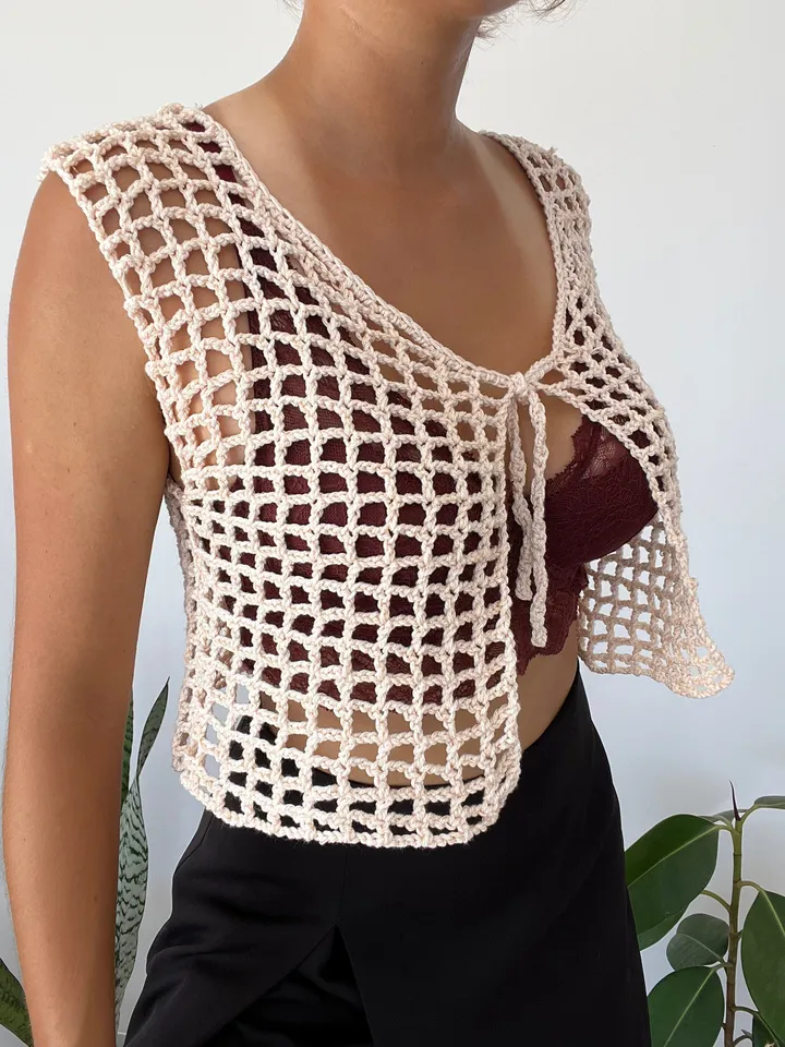 Mesh top, crochet pattern mesh top, crochet mesh vest, summer top , beginner top pattern PDF
