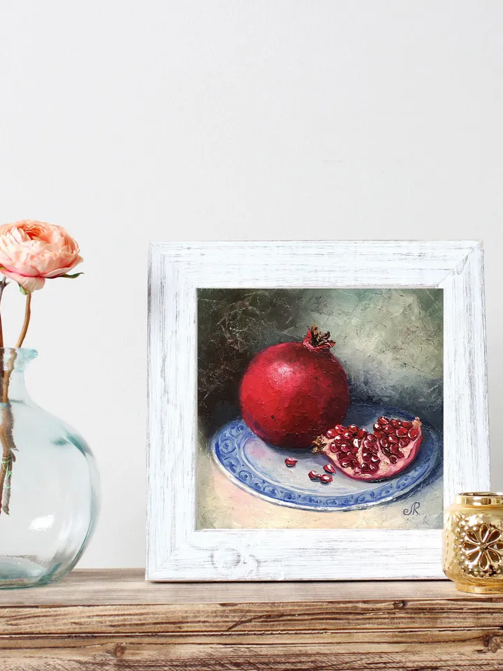 Fruits Oil Painting Original Kitchen Still life Pomegranate Art