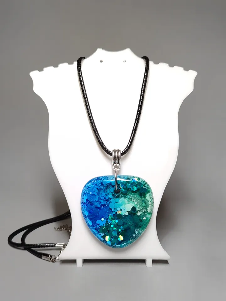 Gorgeous blue-green color pendant, epoxy resin pendant