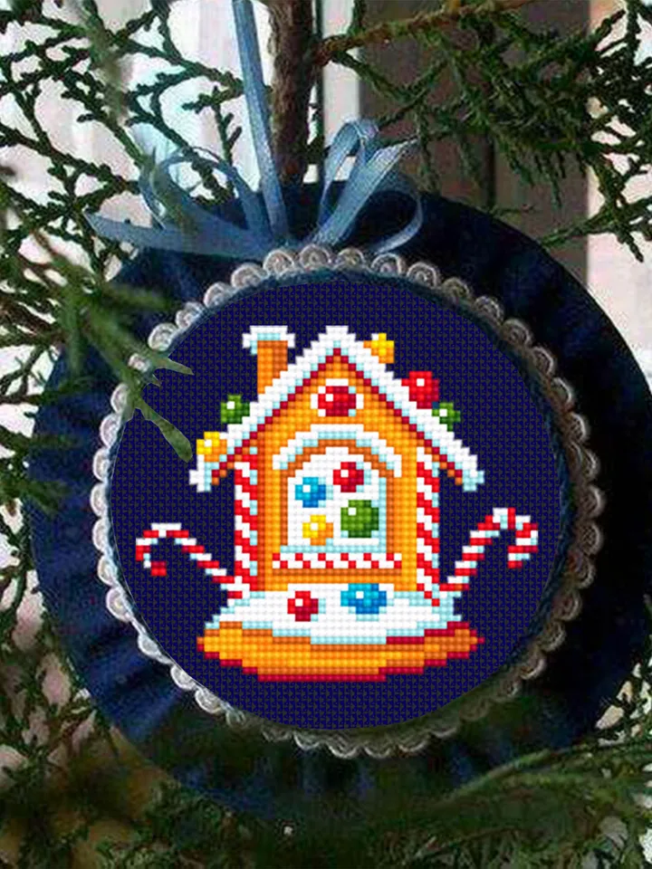 Small Christmas cross stitch pattern download PDF Mini gingerbread house cross stitch chart Tiny Christmas pattern digital PDF DIY gift #N47