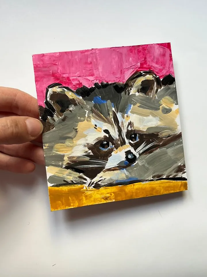 Raccoon Painting Original Art Animal Art Small Painting Animal Art