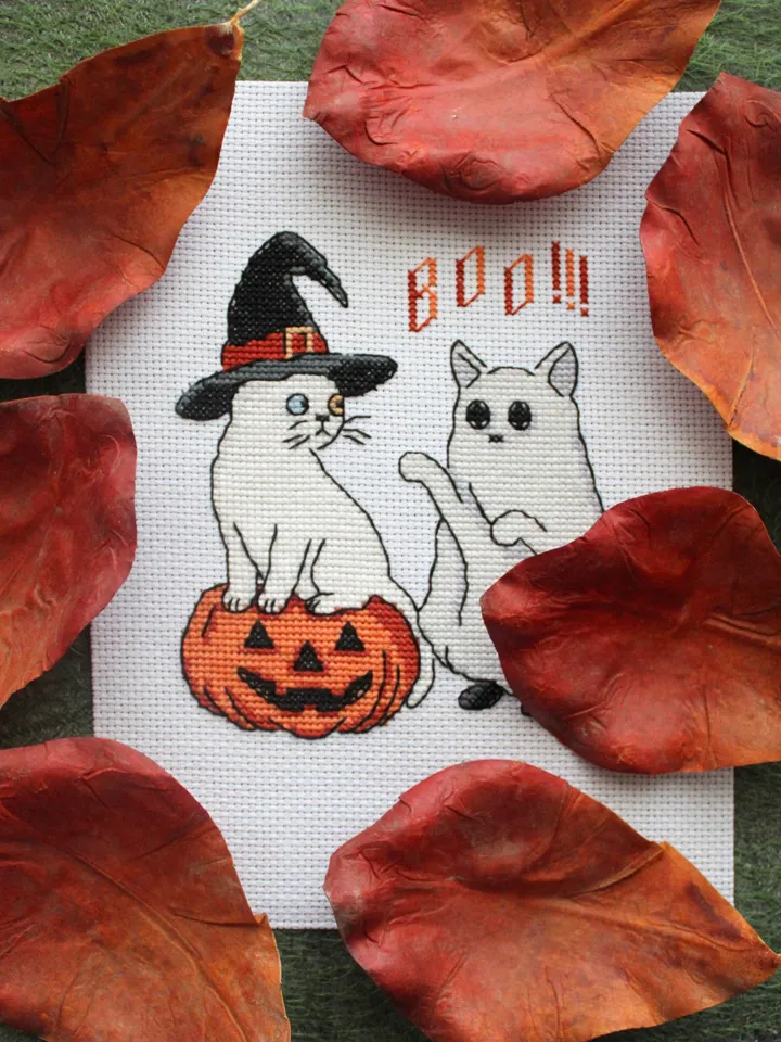 Cats and Halloween Cross Stitch Pattern PDF