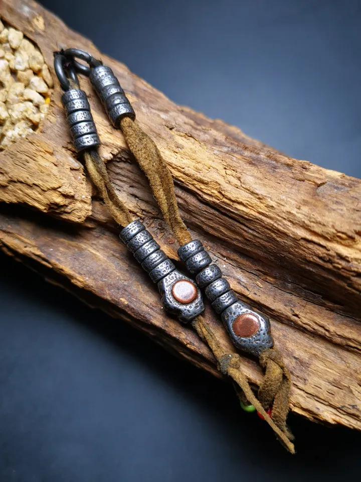 Gandhanra Handmade Tibetan Buddhist Mala Counters,Prayer Bead Counters,Made of  Cold Iron,Copper Inlaid